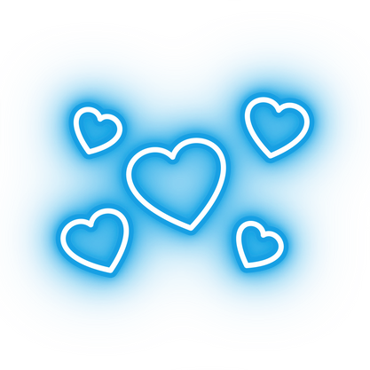 Neon blue hearts icon